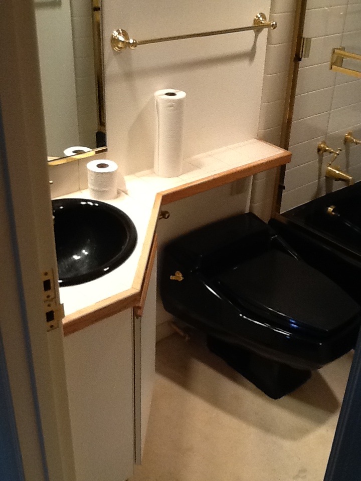 Banjo Countertop Over Toilet Guest Bath Overhaul Gilmans - Bathroom Sink Countertop Over Toilet